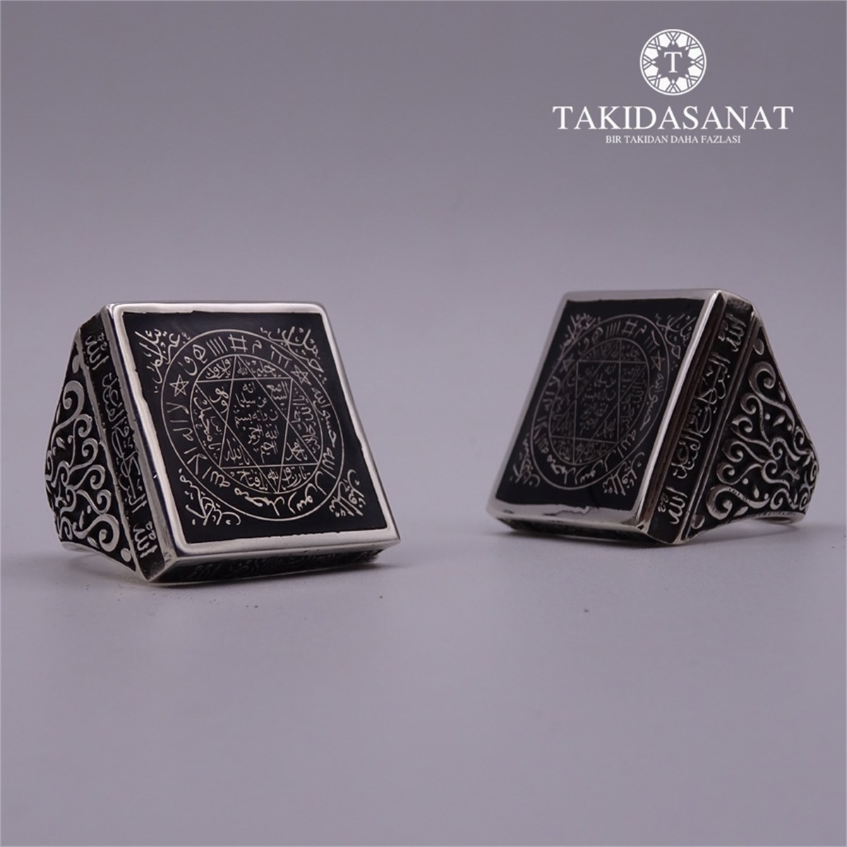 Kişiye Özel Mührü Süleyman Kare Gümüş Yüzük