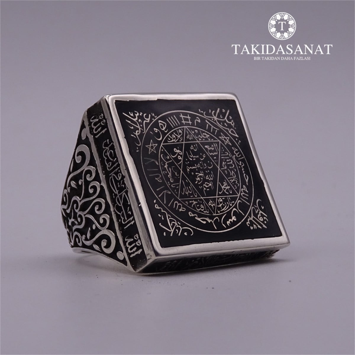 Kişiye Özel Mührü Süleyman Kare Gümüş Yüzük
