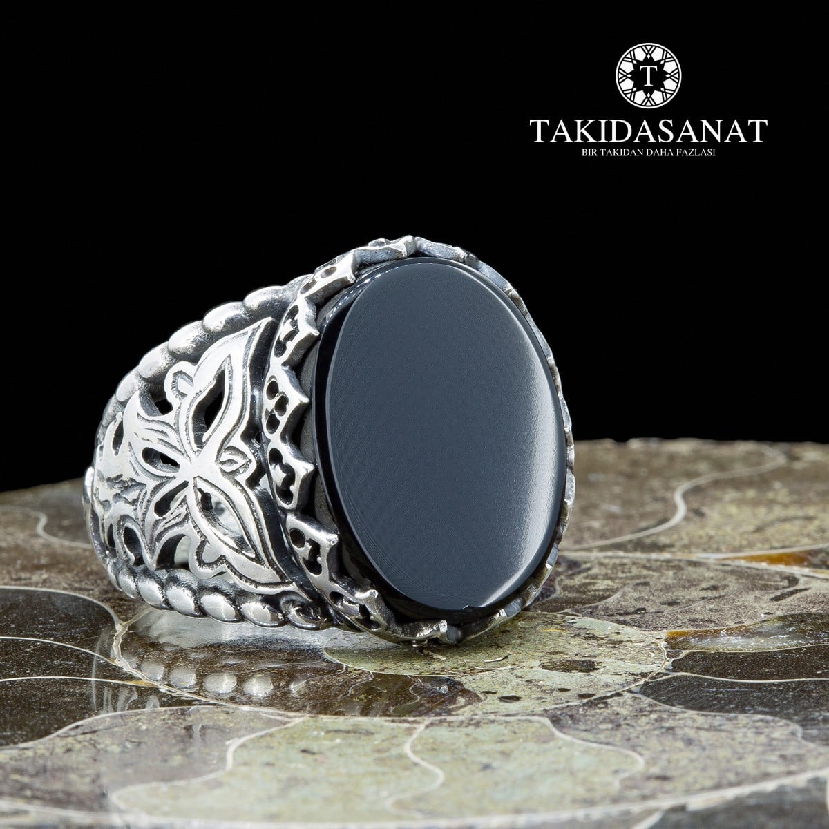 Akik Taşlı El Yapımı Gümüş Yüzük