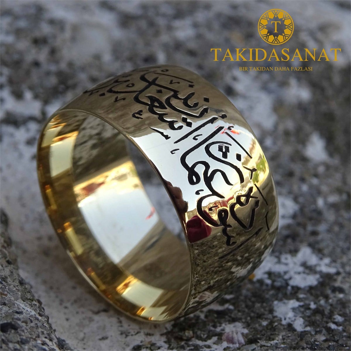 Beş Farklı İsim Tasarladığımız Altın, 10 mm Özel Sipariş Tek Alyans