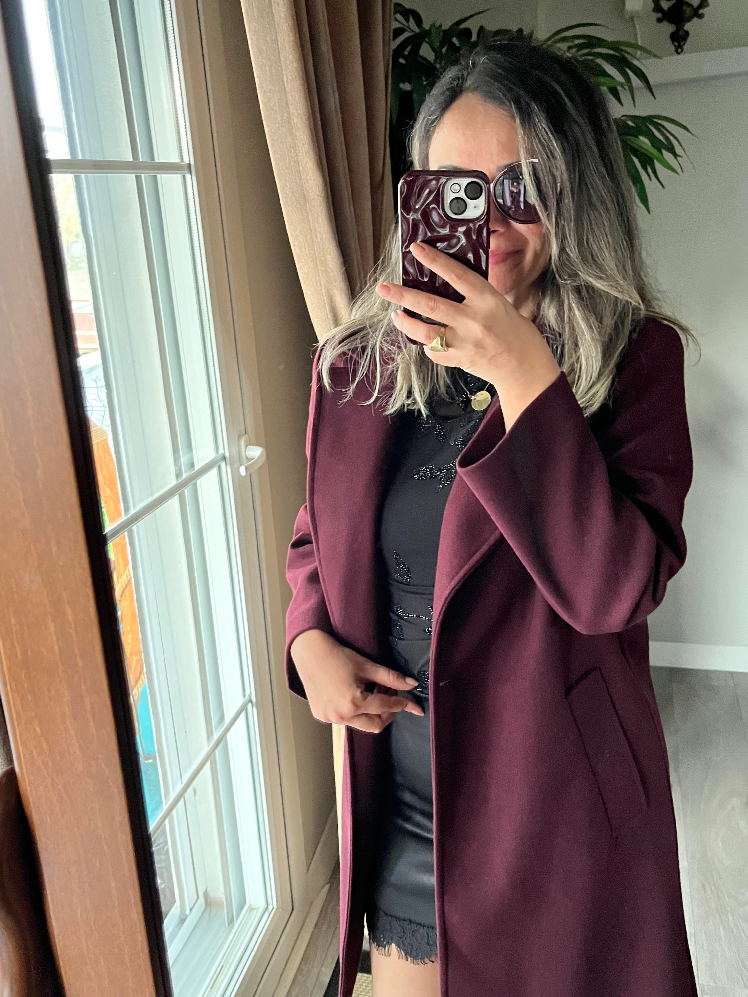 Astarsız Bordo Kaşe Ceket