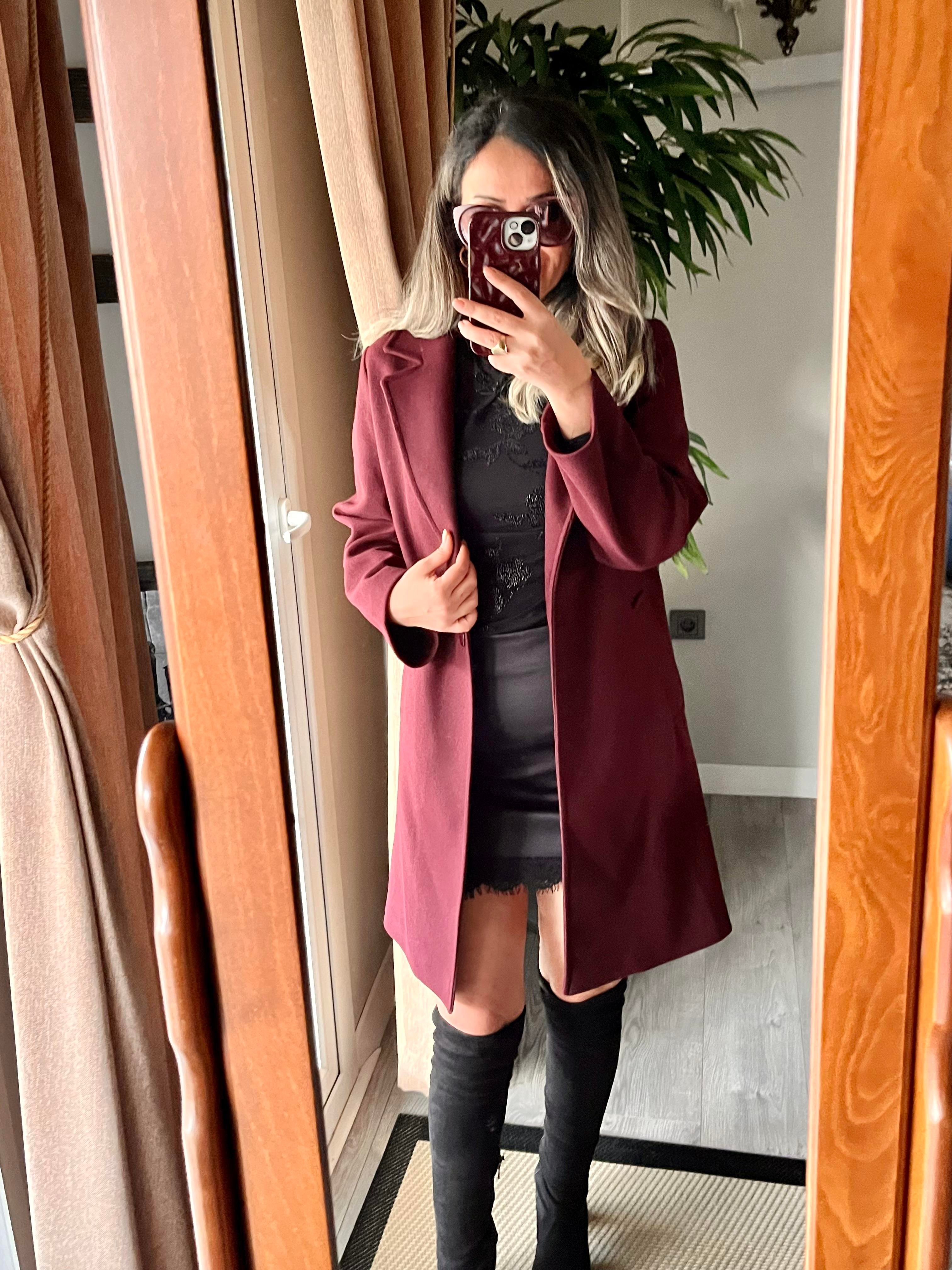 Astarsız Bordo Kaşe Ceket