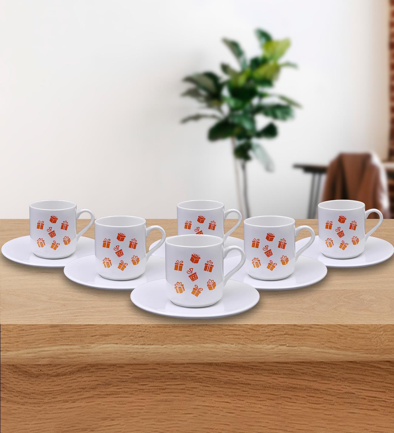 6'lı Firmalara Özel Kurumsal Logo Baskılı Türk Kahvesi Fincanı 12 Parça Kurumsal Hediyelik