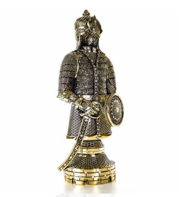 Altın Renk Ayetel Kürsi İşlemeli Osmanlı Zırh Biblo – Swarovski Taşlı Dekoratif Hediye