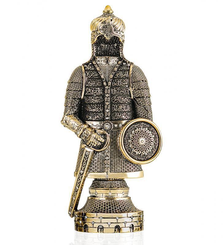 Altın Renk Ayetel Kürsi İşlemeli Osmanlı Zırh Biblo – Swarovski Taşlı Dekoratif Hediye