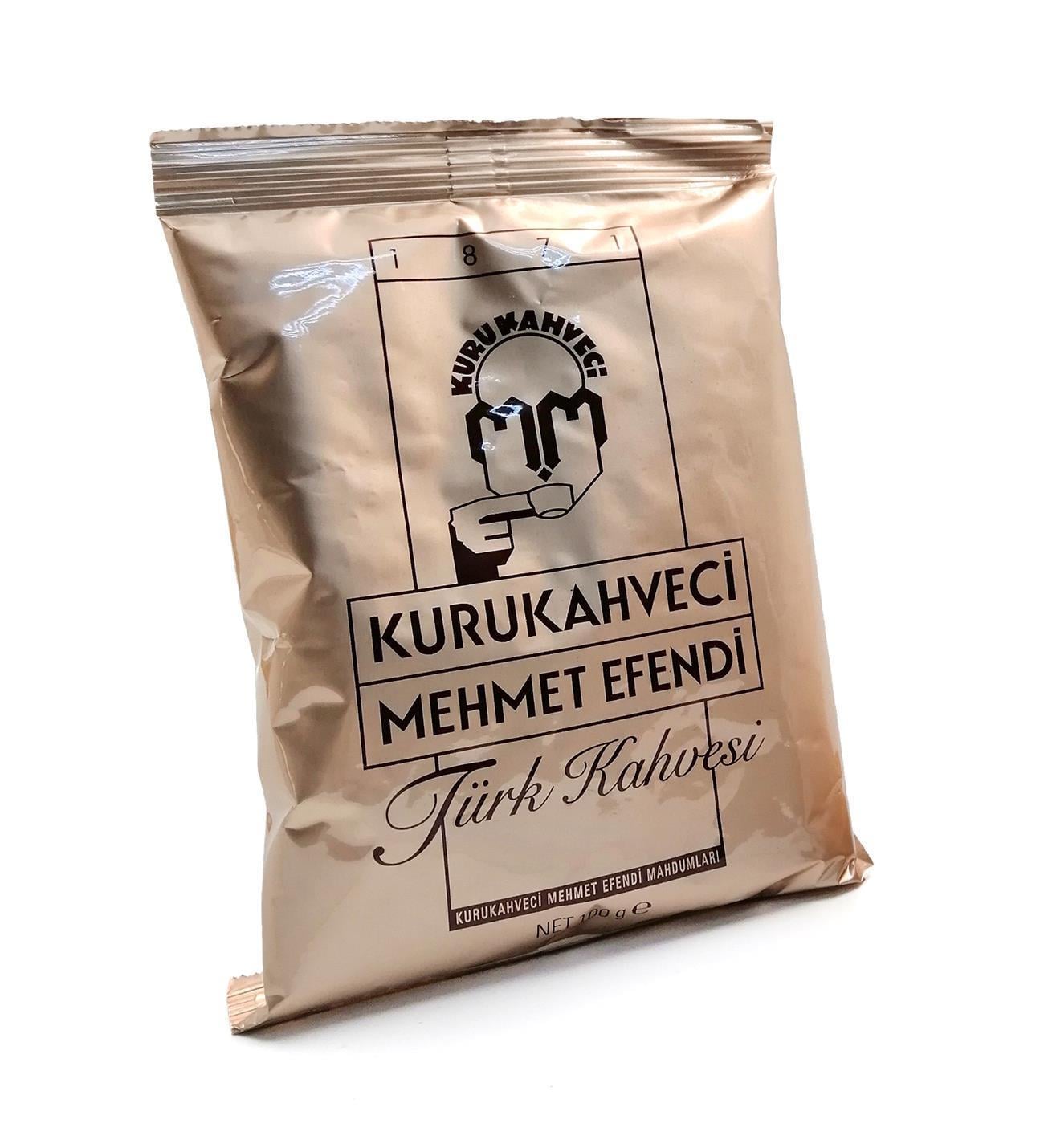 Bambu Tabaklı Siyah Mermer Desenli Porselen Fincan Takımı & Mehmet Efendi Taze Türk Kahvesi Hediye Seti