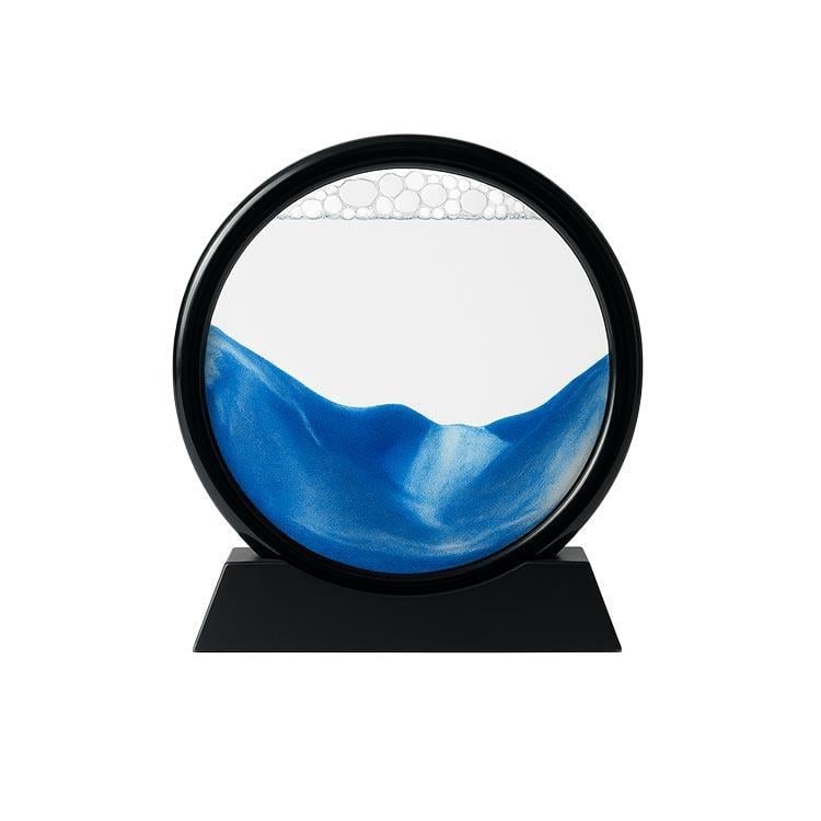 Dekoratif 3D Hareketli Sulu Yuvarlak Kum Saati Sandscape Mavi