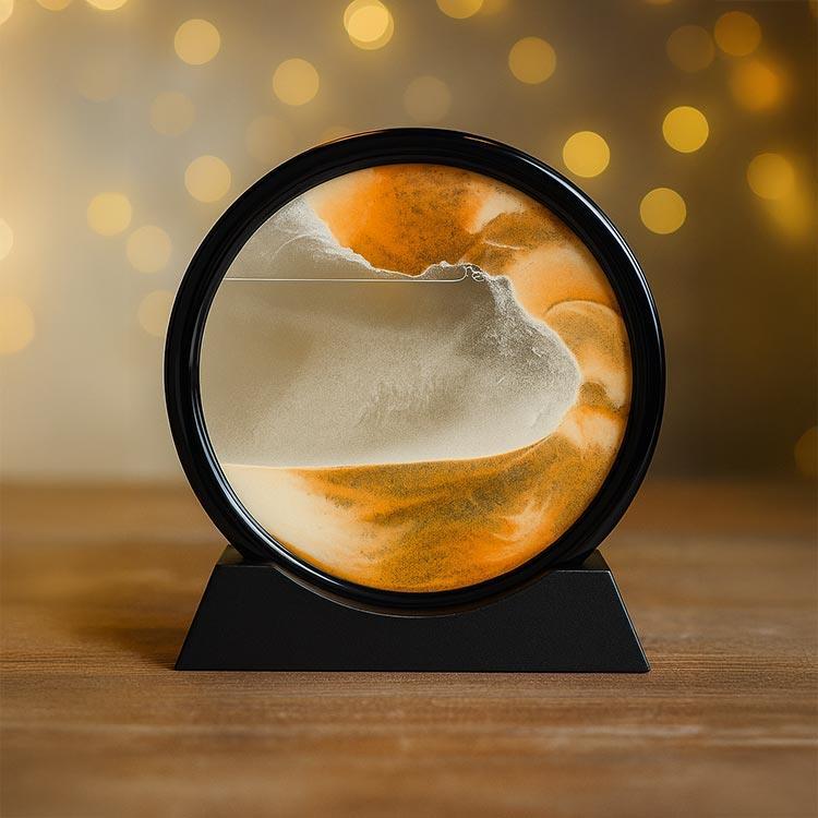 Dekoratif 3D Hareketli Sulu Yuvarlak Kum Saati Sandscape Kahverengi