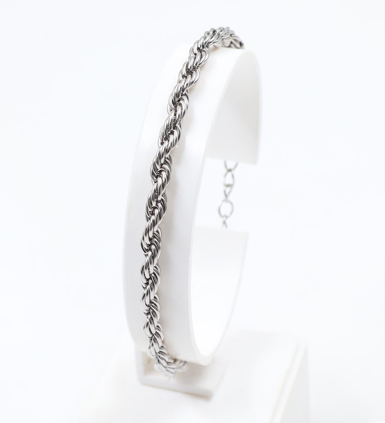 Gümüş Renk Sarmal Çelik Erkek Bileklik