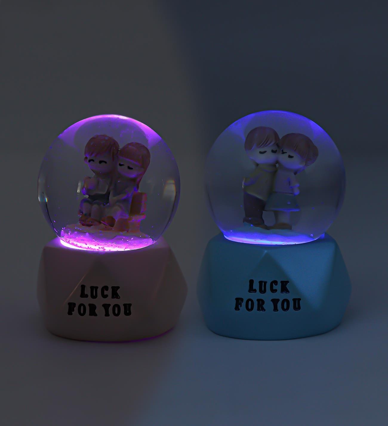 Işıklı Luck For You Senin İçin Şans Aşıklar Kar Küresi