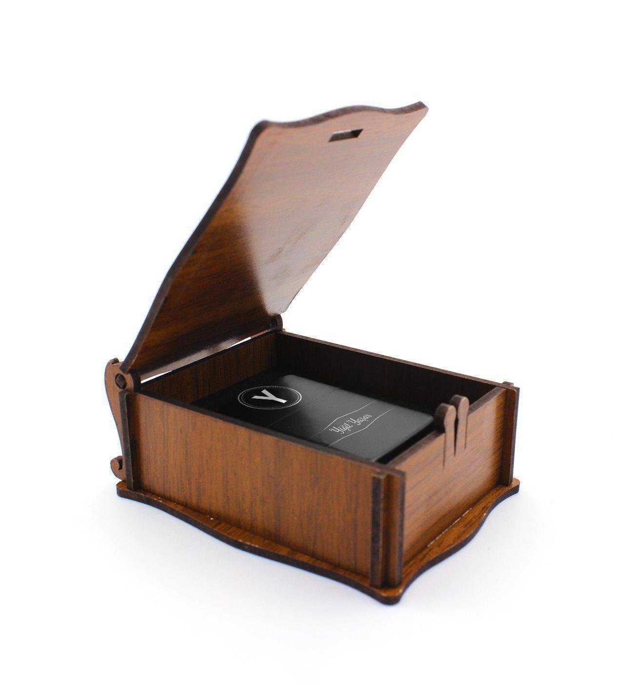 Kişiye Özel Ahşap Çakmak Kutusunda Zippo Tarzı Benzinli Metal Çakmak