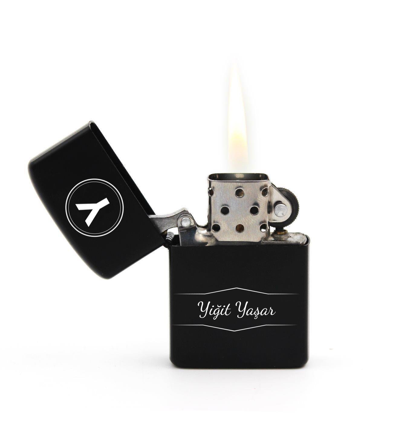 Kişiye Özel Ahşap Çakmak Kutusunda Zippo Tarzı Benzinli Metal Çakmak