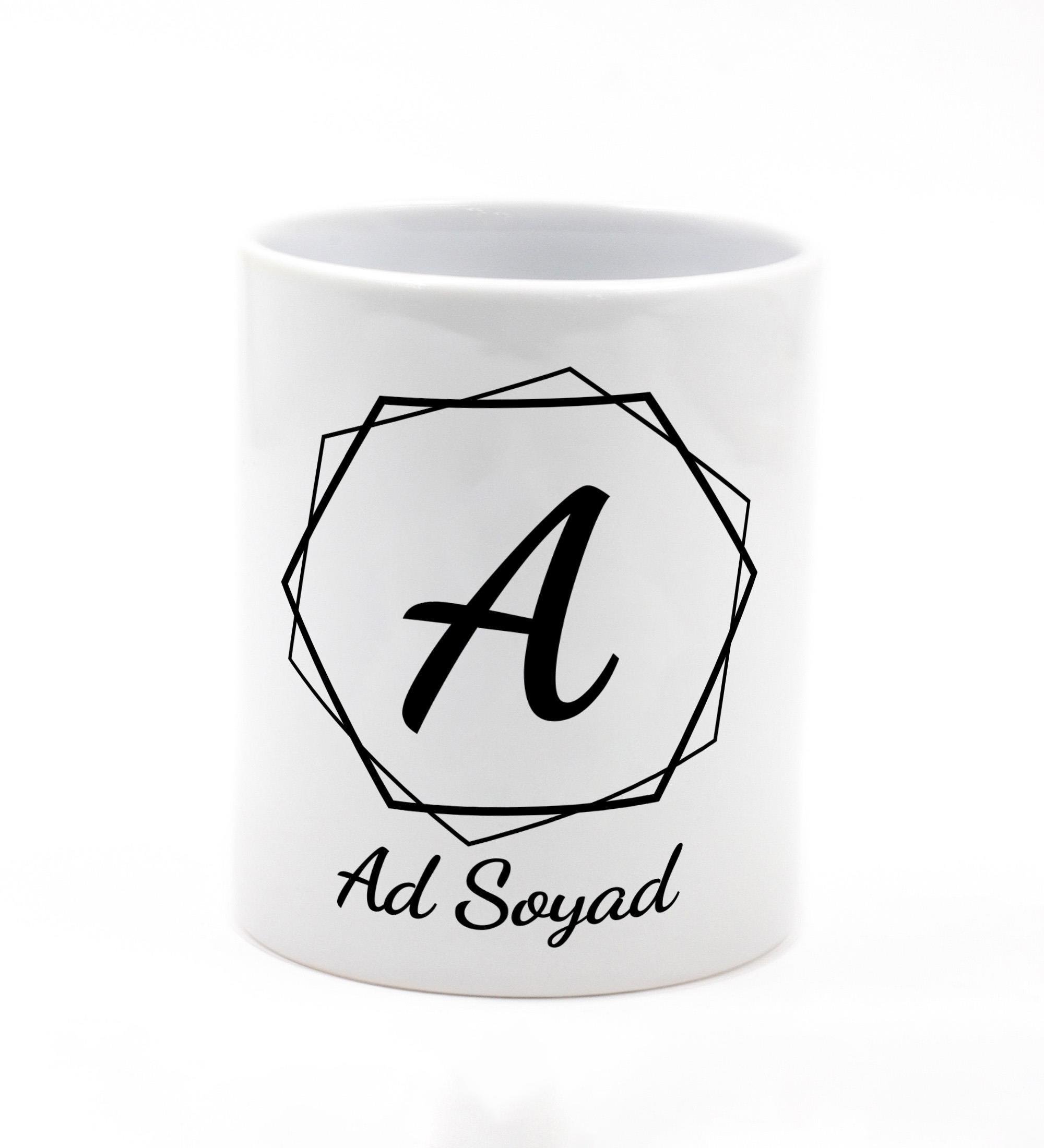 Kişiye Özel Altıgen Tasarımlı Porselen Masaüstü Kalemlik 9,5cm