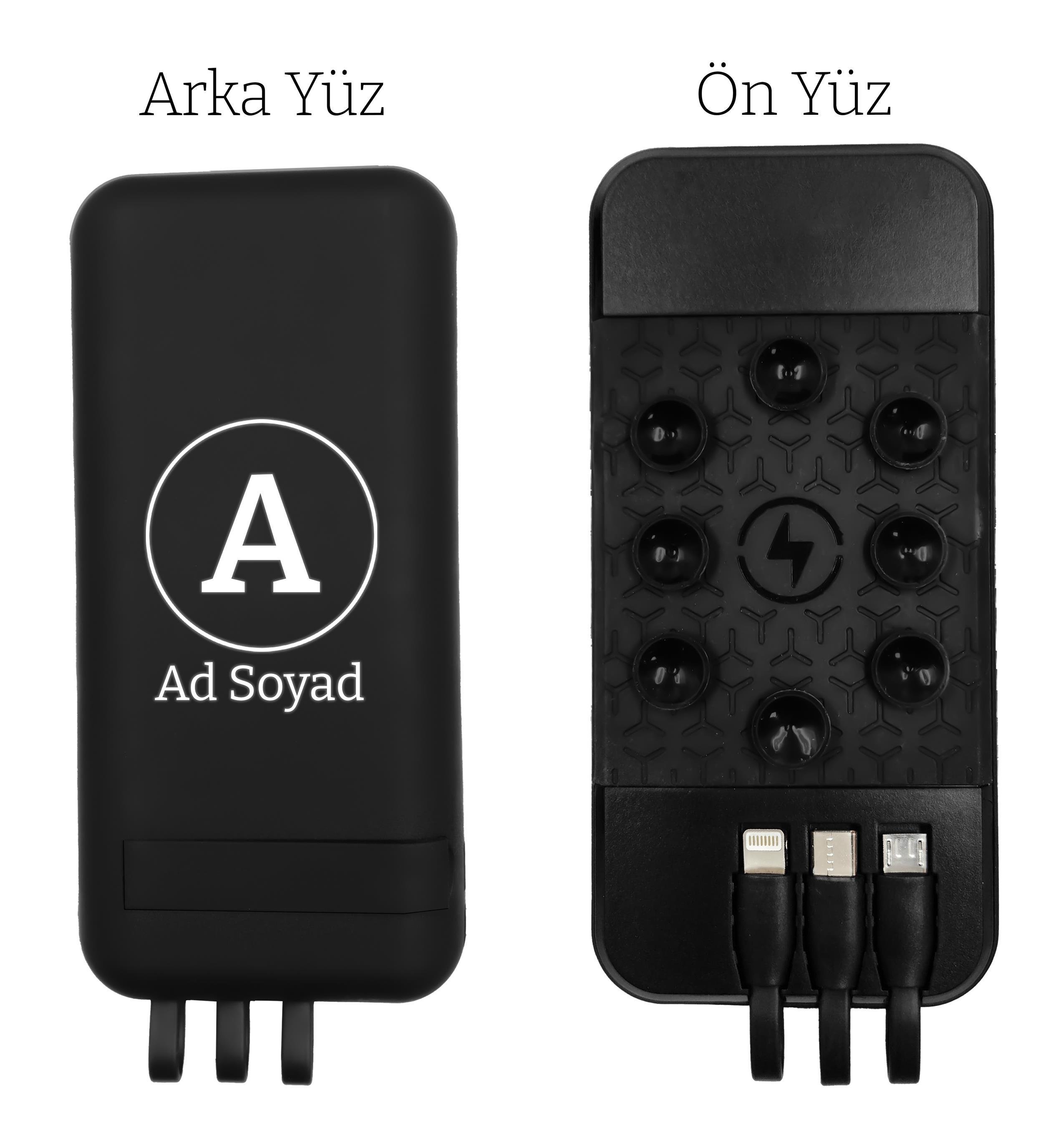 Kişiye Özel Baskılı 10000mAh Wi-Fi Kablosuz Powerbank | Vakumlu, Micro USB, Type-C, Hızlı Şarj, LED Işık, Rubber Gövde