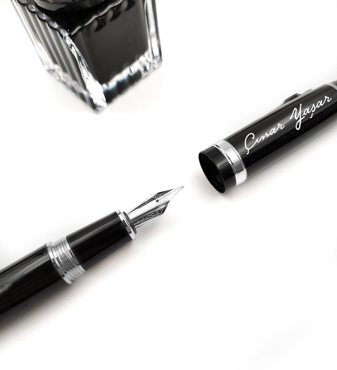 Kişiye Özel Bradley Dolma Kalem Şişeli Mürekkep VIP Kutulu Dolma Kalem Seti