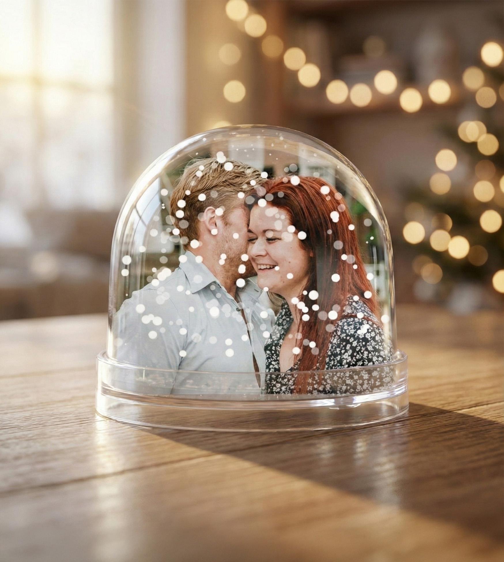 Kişiye Özel Çift Taraflı Fotoğraflı Kar Küresi – 9 cm