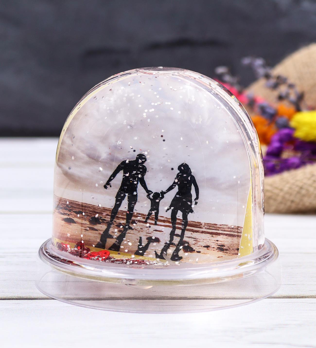 Kişiye Özel Çift Taraflı Fotoğraflı Kar Küresi