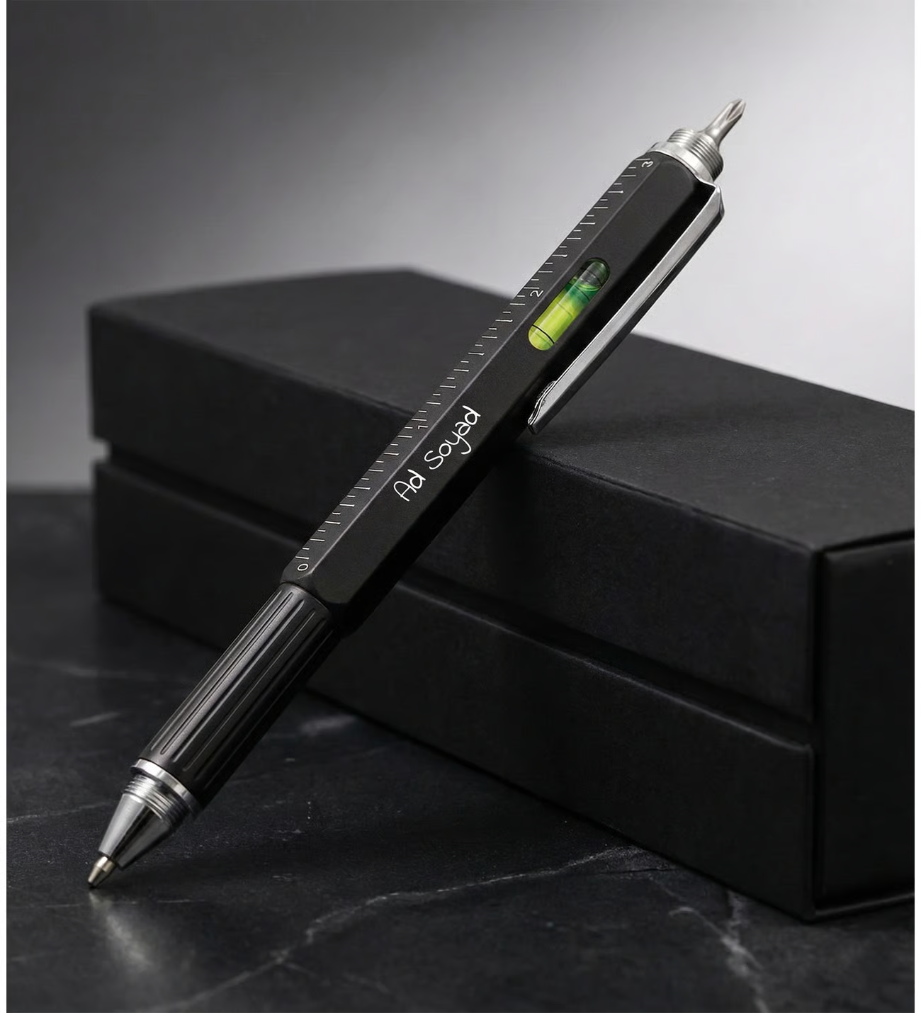 Kişiye Özel Çok Fonksiyonlu Touchpen Hediyelik Mimar / Mühendis Kalemi - Cetvelli, Tornavidalı, Su Terazili