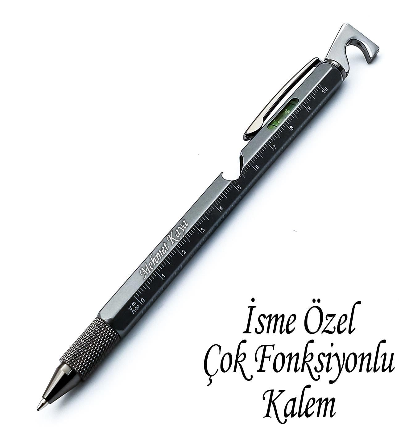 Kişiye Özel Dokunmatik Mimar/ Mühendis Kalemi Cetvelli Tornavidalı Su Terazili Açacaklı 