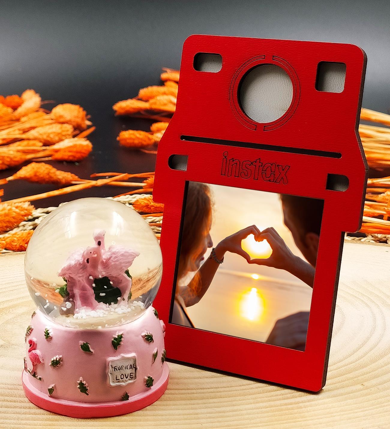 Kişiye Özel Fotoğraf Çerçevesi & Flamingo Kar Küresi