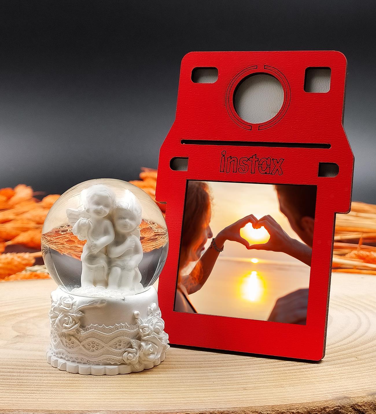 Kişiye Özel Fotoğraf Çerçevesi & Melek Kar Küresi