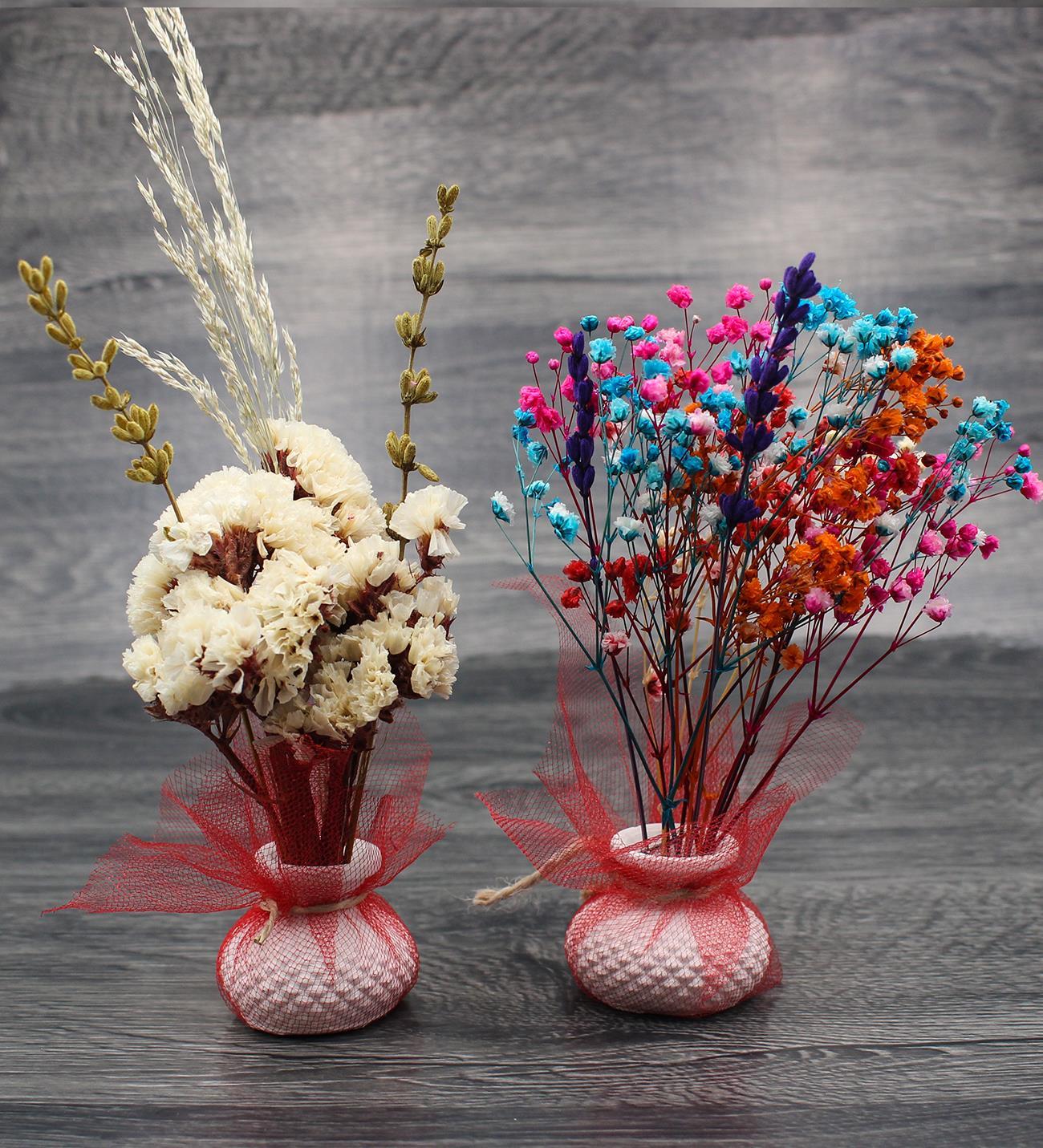 Kişiye Özel Fotoğraflı Çerçeve & Kuru Çiçek Buketi & Kırmızı Mini Peluş Ayıcık Hediye Seti