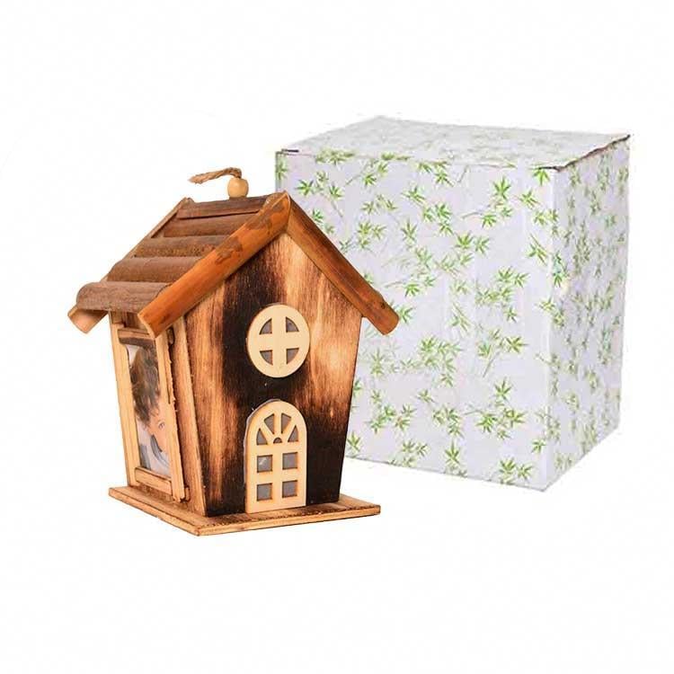 Kişiye Özel Fotoğraflı El Yapımı Ev Figürlü Bambu Fotoğraf Çerçevesi