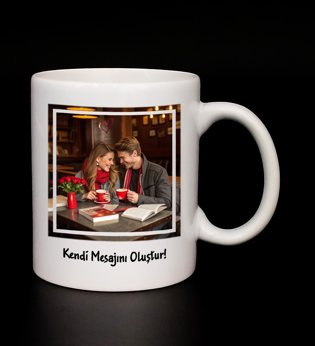 Kişiye Özel Fotoğraflı Hediye Seti (Askılı Bez Çanta & Kupa & Siyah Şal & Mikail Melek Kolye)