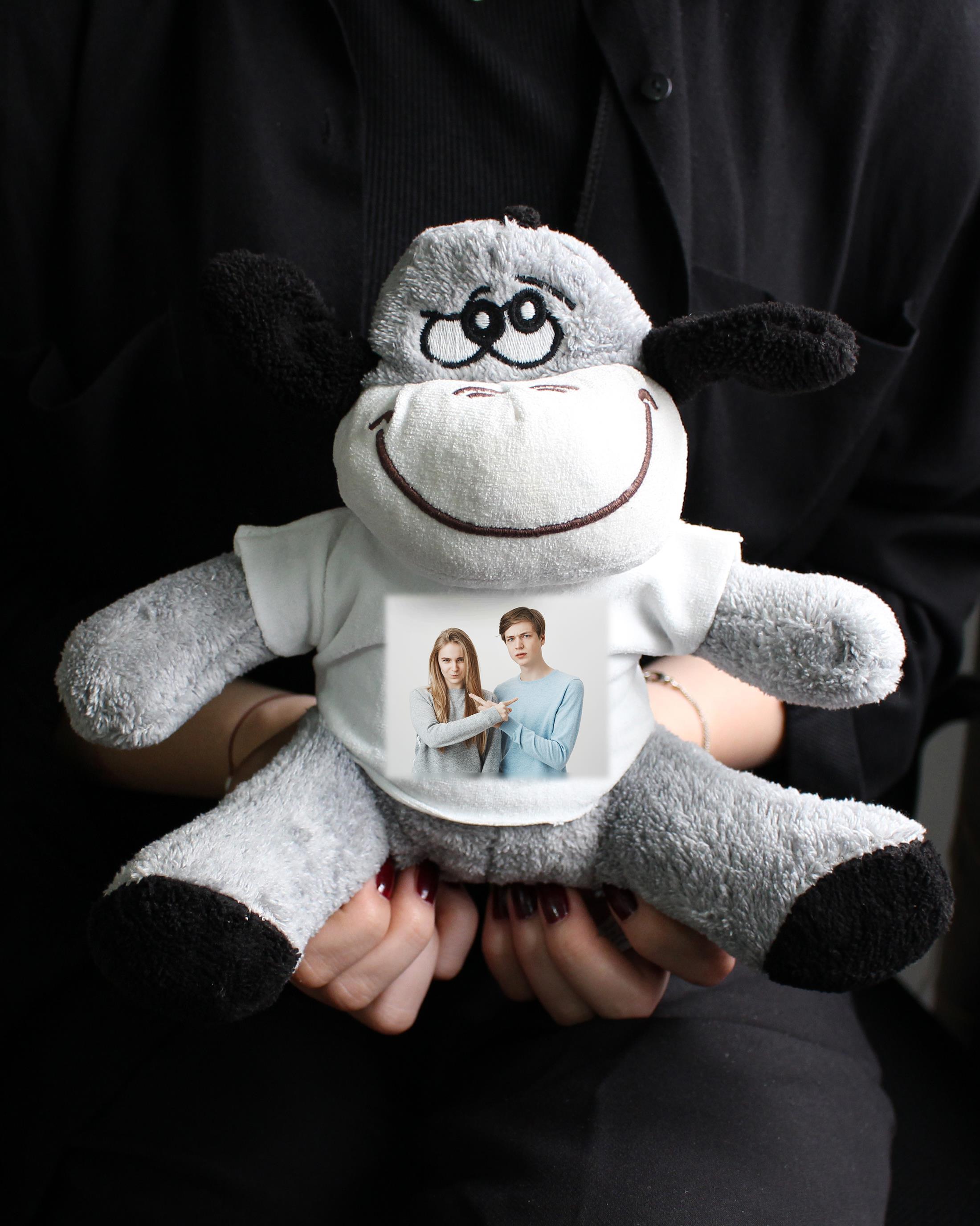 Kişiye Özel Fotoğraflı Tişörtlü Peluş Eşek 22cm - Özür Hediyesi Oyuncak Peluş