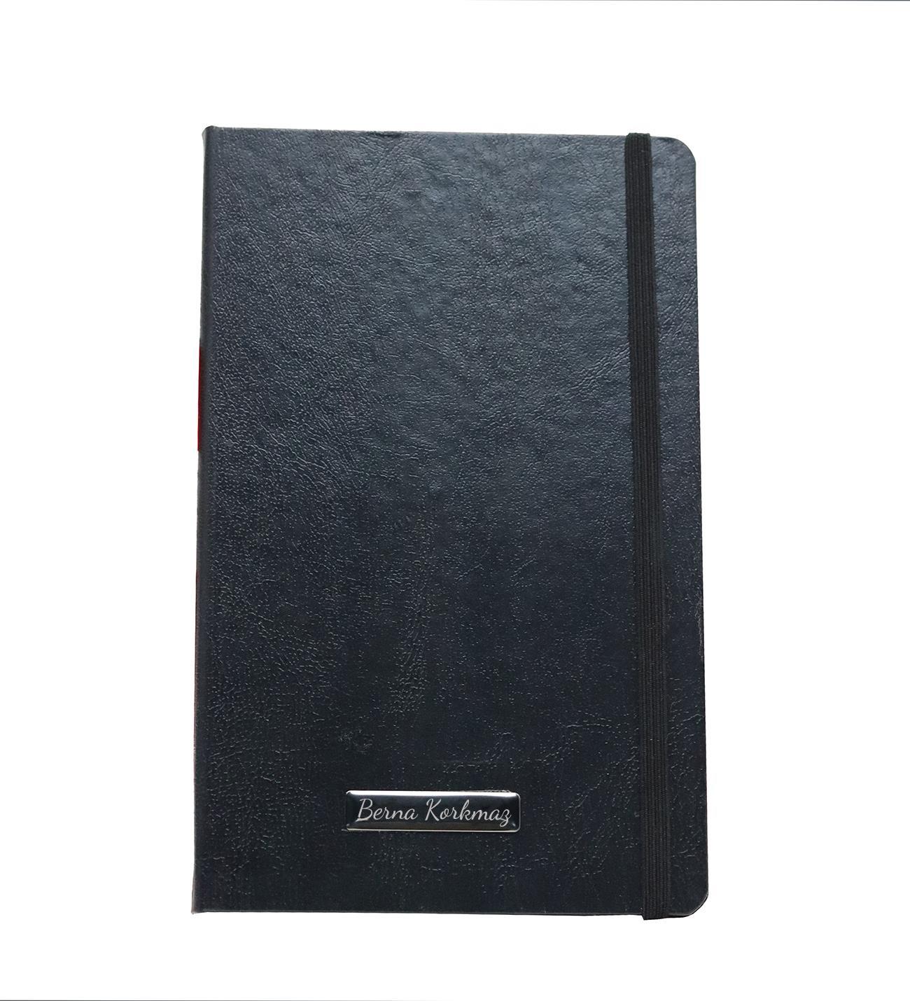 Kişiye Özel Hasır Kordon Gümüş Renk Kadın Kol Saati & Kişiye Özel Siyah Defter & Gümüş Renk Bileklik &Dokunmatik Füme Roller Kalem  Hediye Seti