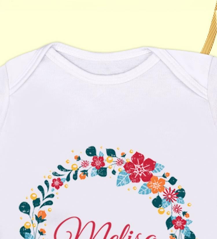 Kişiye Özel İsim Baskılı Beyaz Unisex Bebek Zıbını Yenidoğan Hediye