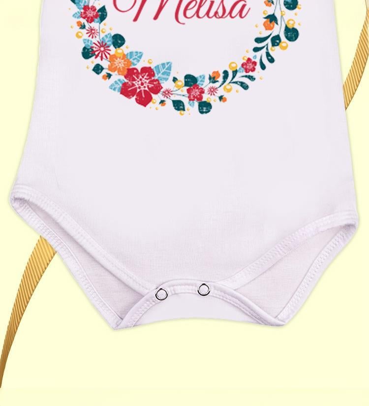 Kişiye Özel İsim Baskılı Beyaz Unisex Bebek Zıbını Yenidoğan Hediye