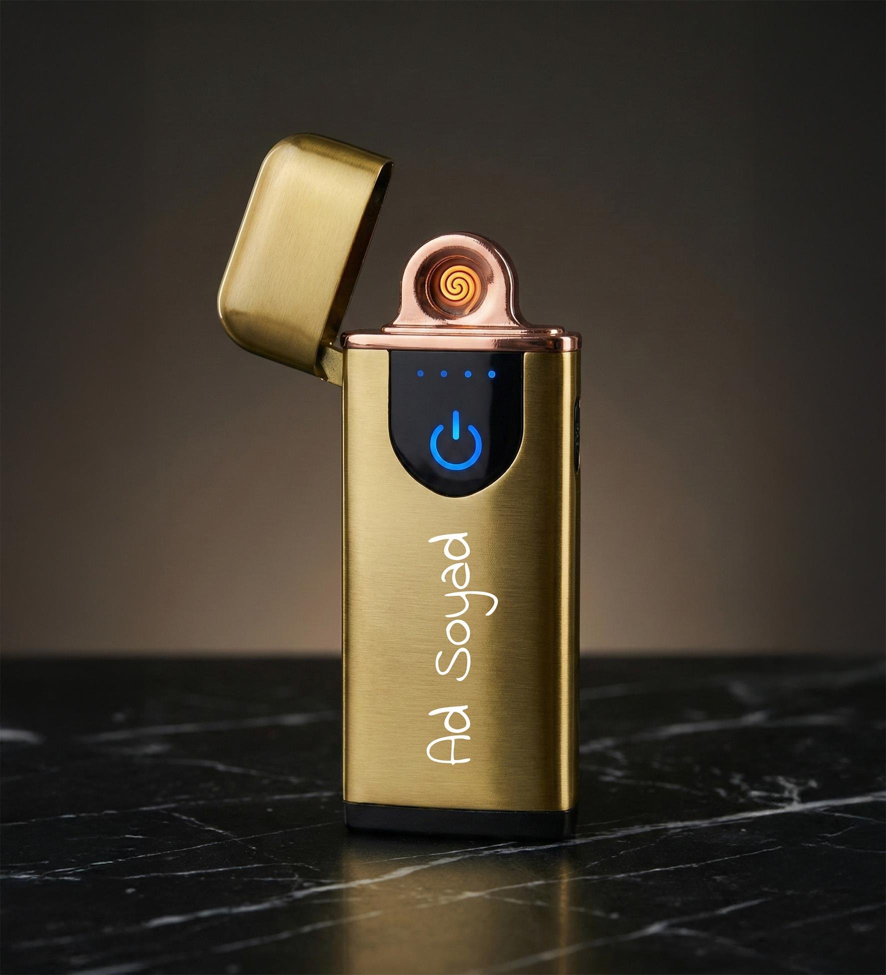 Kişiye Özel İsim Baskılı Sarı USB Şarjlı Alevsiz Premium Çakmak