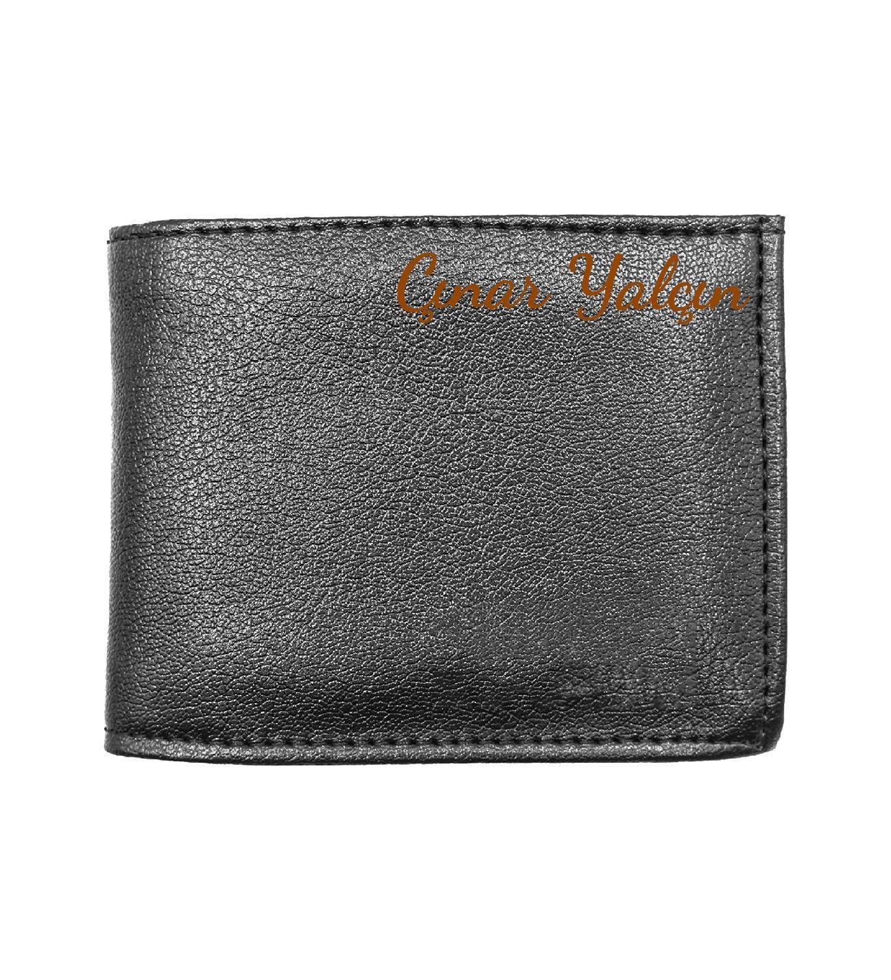 Kişiye Özel İsim Baskılı Siyah Erkek Cüzdan & İsme Özel Kartlık
