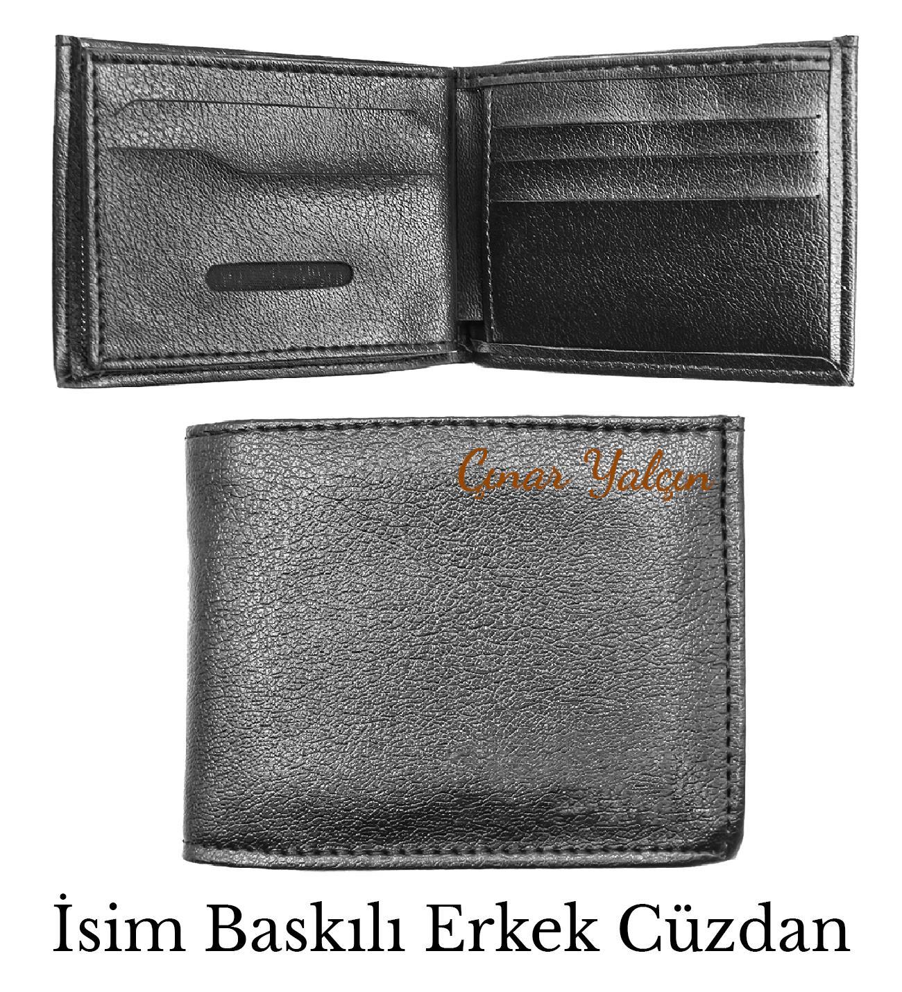 Kişiye Özel İsim Baskılı Siyah Erkek Cüzdan
