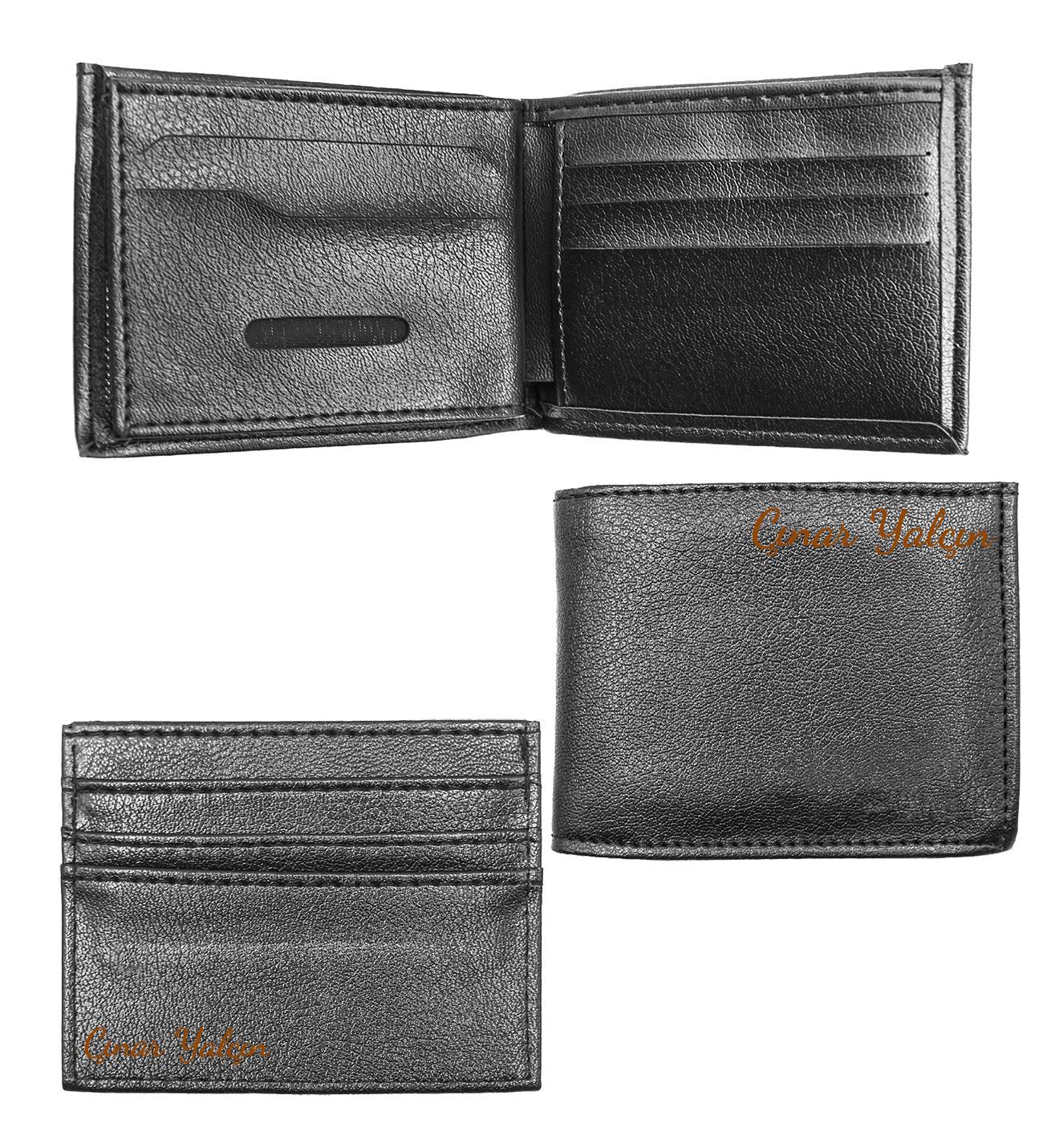 Kişiye Özel İsim Baskılı Siyah Erkek Cüzdan & İsme Özel Kartlık