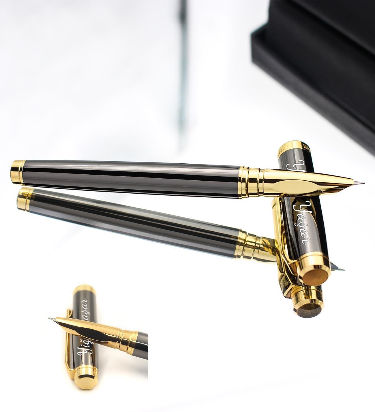 Kişiye Özel İsimli Siyah Dolma Kalem ( Kartuşsuz )