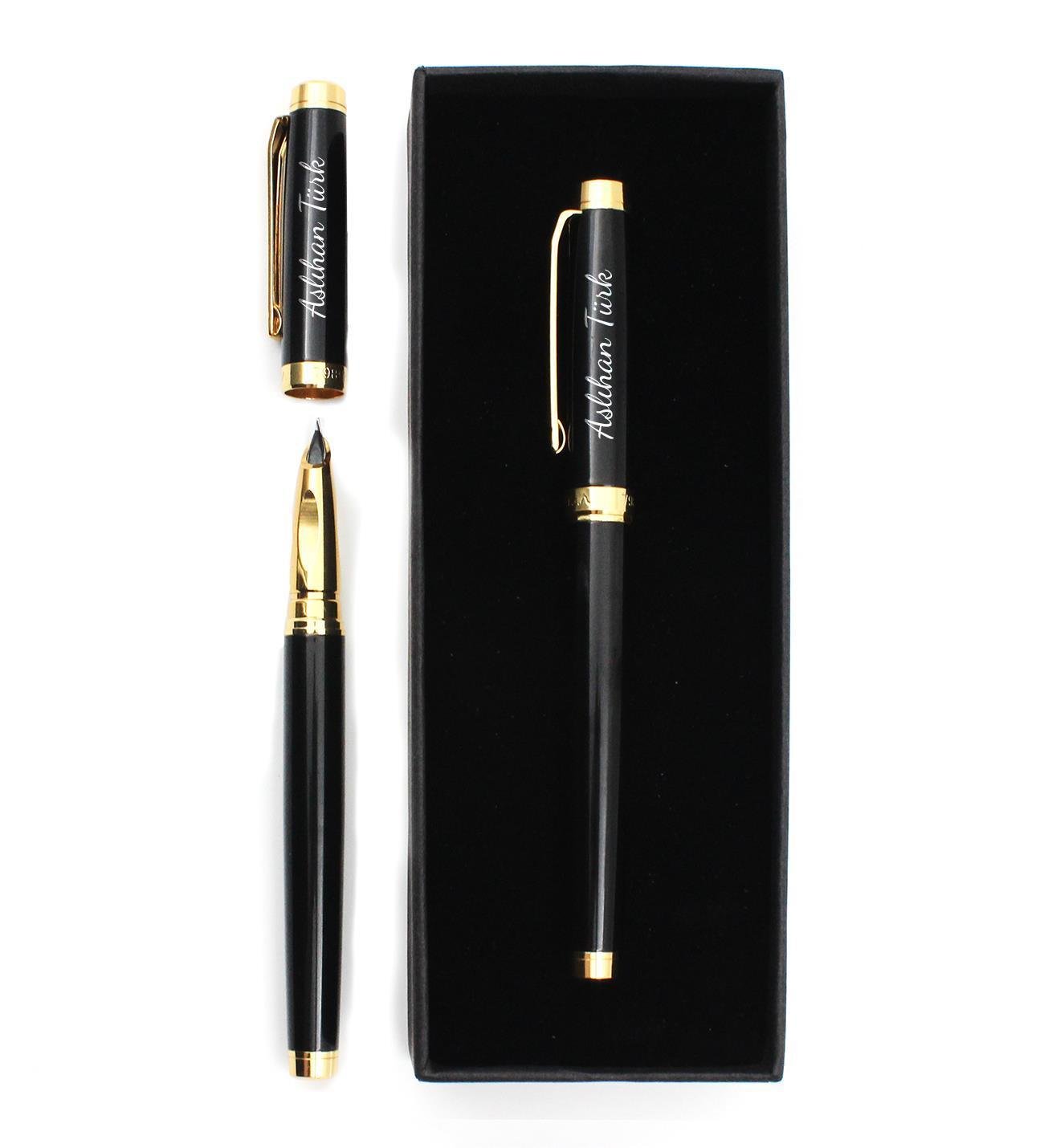Kişiye Özel İsimli Siyah Dolma Kalem ( Kartuşsuz )