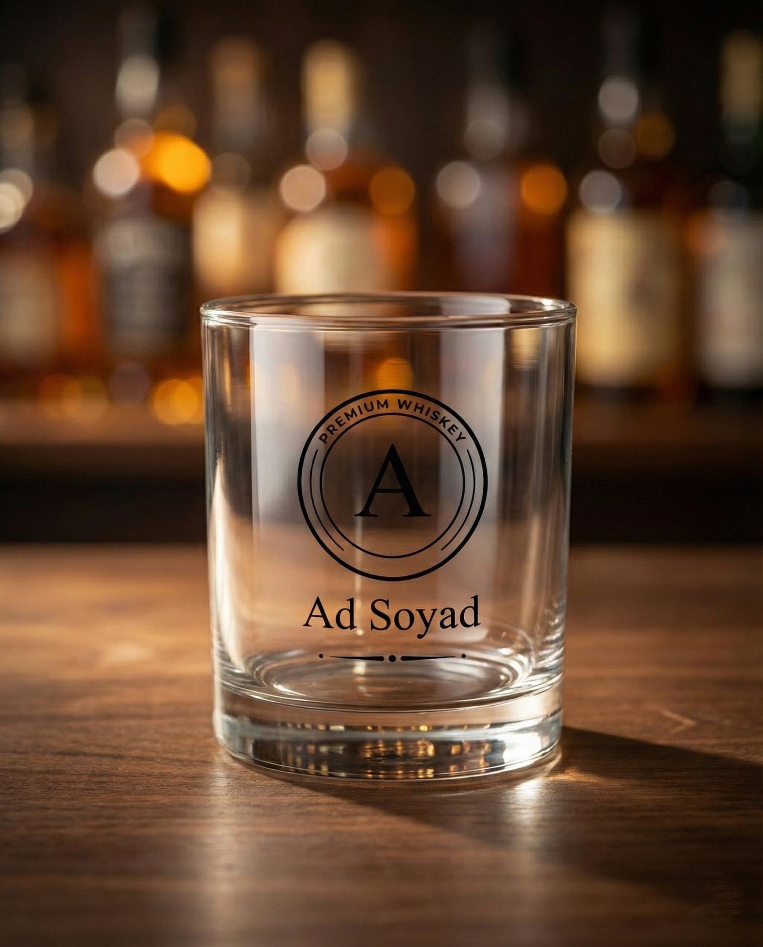 Kişiye Özel İsimli Viski Bardağı – Monogram Tasarım 300 ml Cam Whiskey Glass Hediyelik
