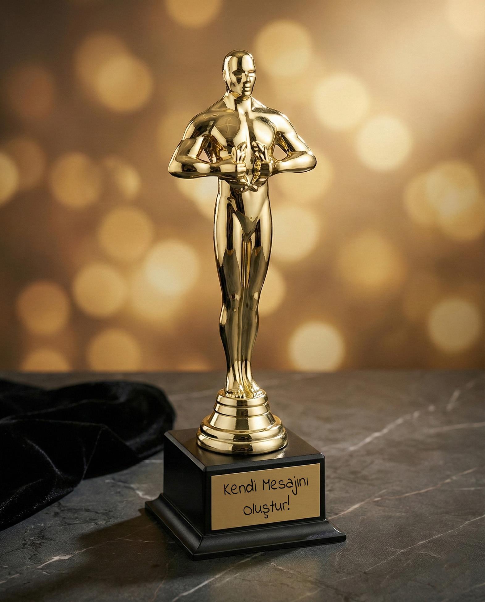 Kişiye Özel Mesaj Baskılı Oscar Heykel Ödülü