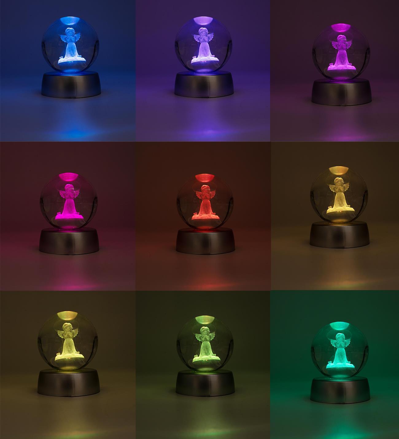 Kişiye Özel Mesajlı 3D Melek Temalı Renk Değiştiren Işıklı Kristal Küre Gece Lambası