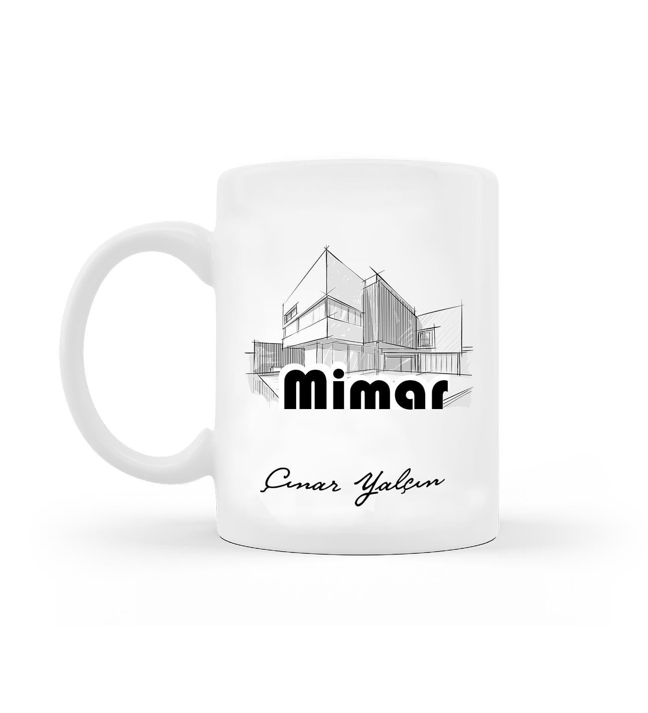 Kişiye Özel Mimar Kupa & Mavi Mimar Kalemi & Mavi Defter & Metal Mimar Mum Hediye Seti