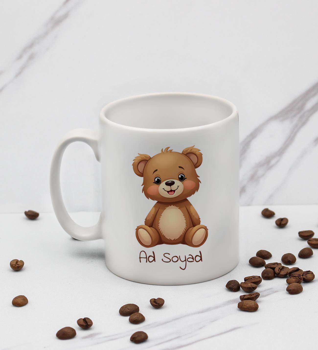 Kişiye Özel Peluş Ayıcık & Kupa & Kar Tanesi Kolye Hediye Seti