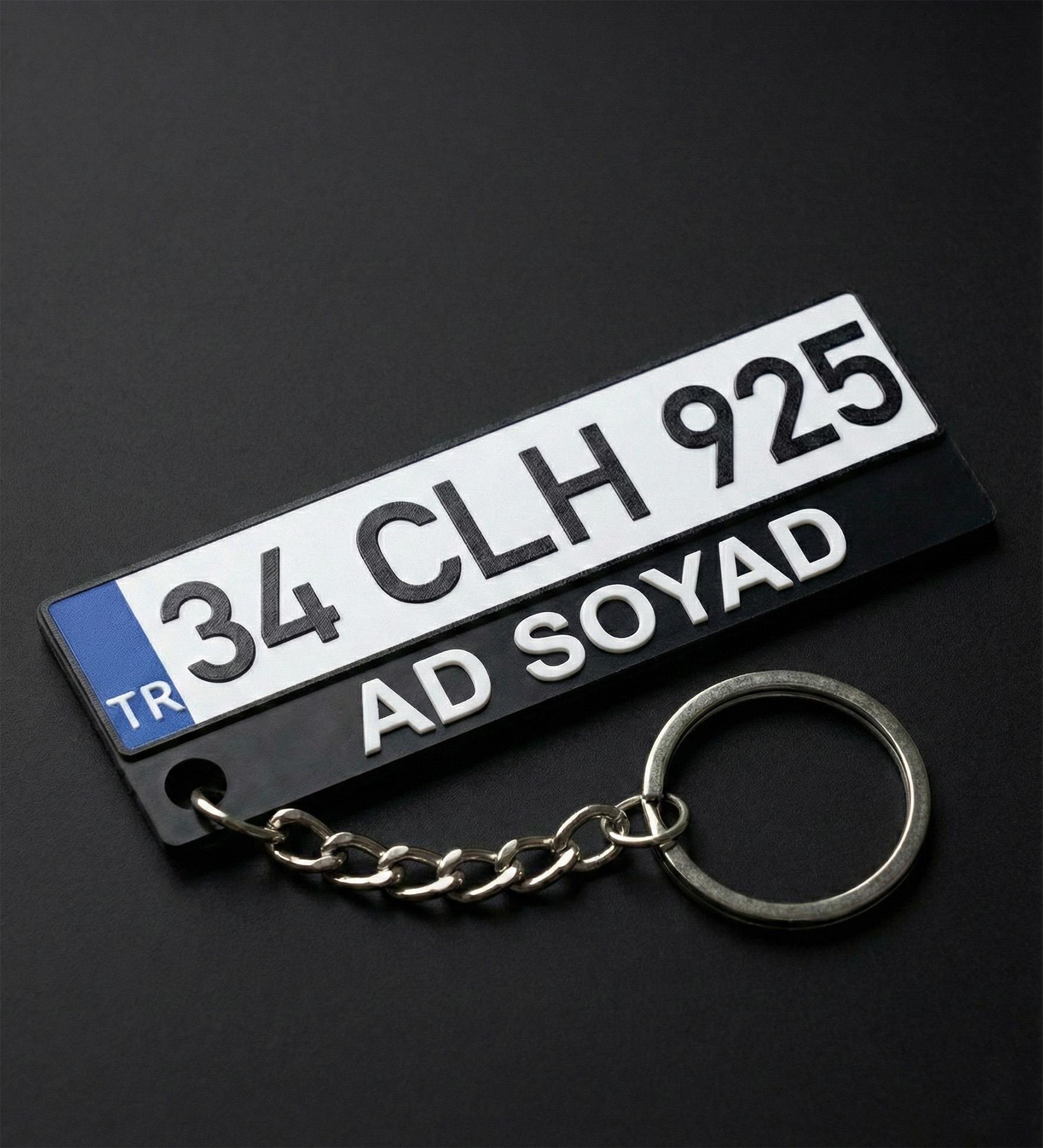 Kişiye Özel Plaka Anahtarlık 8x3cm - Mesaj ve Plaka Baskılı Oto Anahtarlık - 3D Araba Plakası Anahtarlık