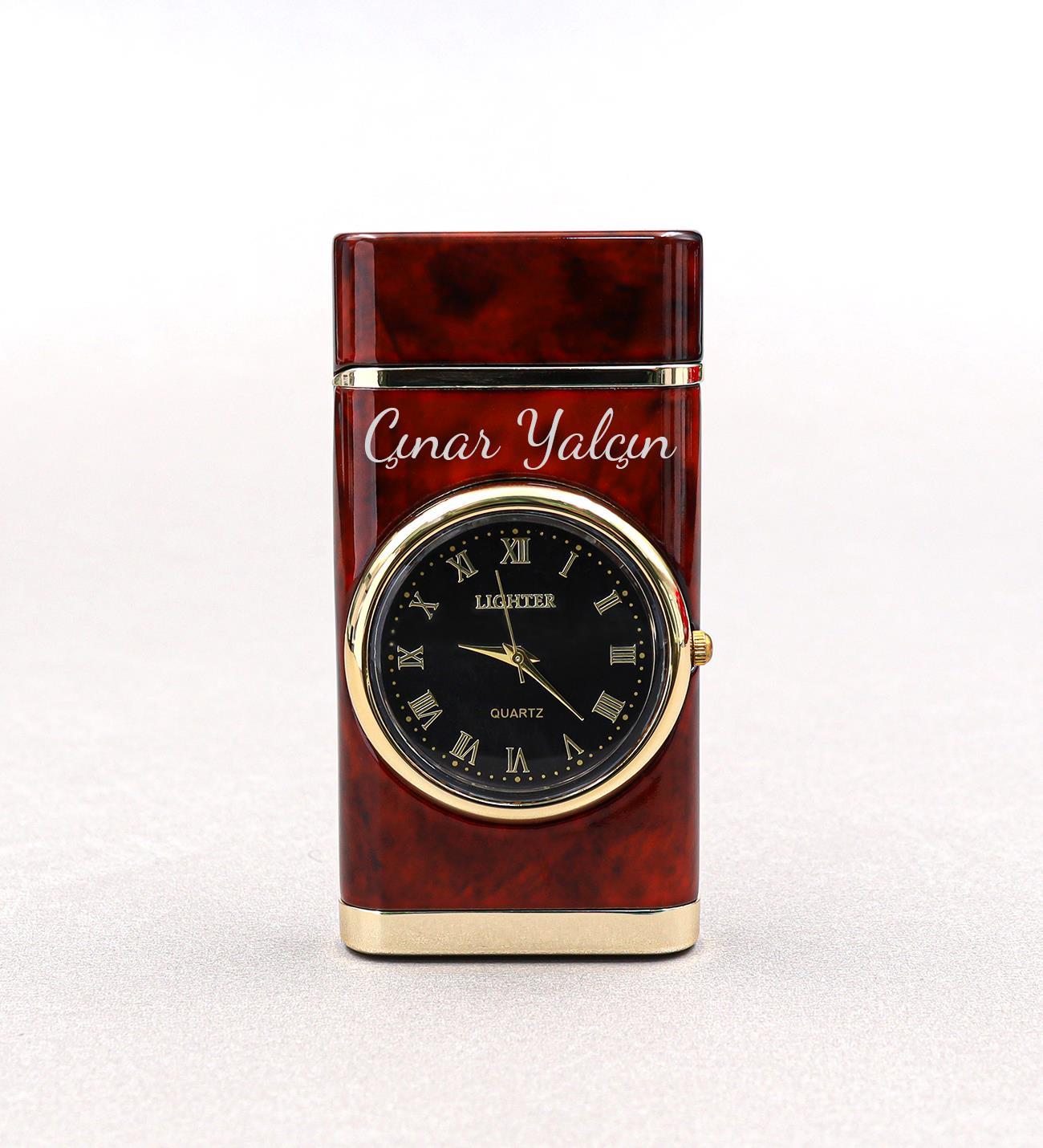 Kişiye Özel Saatli Kahverengi Çakmak