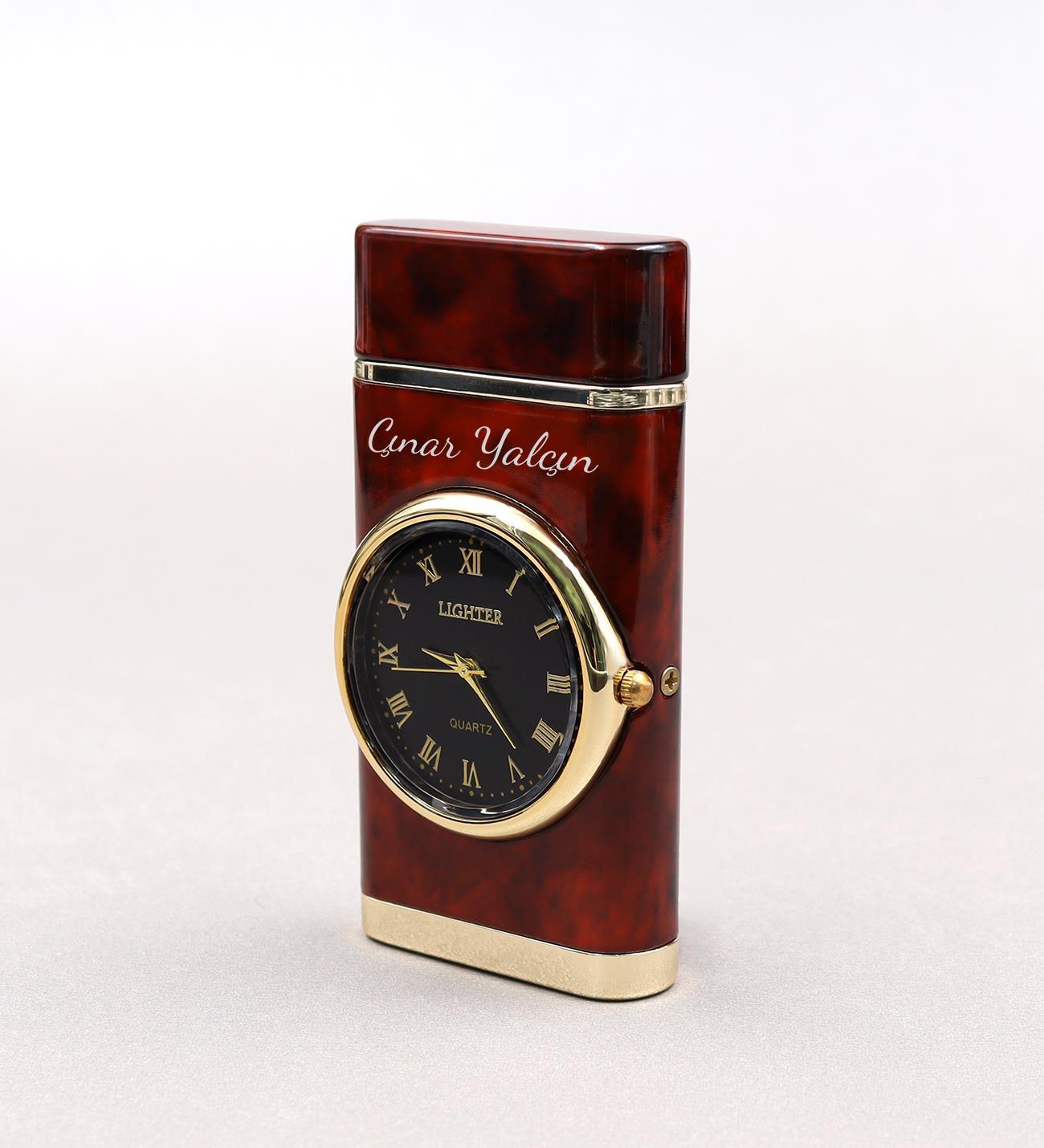 Kişiye Özel Saatli Kahverengi Çakmak