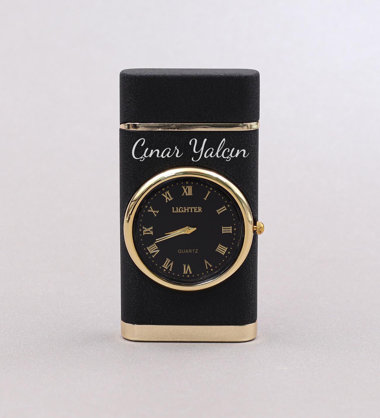 Kişiye Özel Saatli Siyah Çakmak