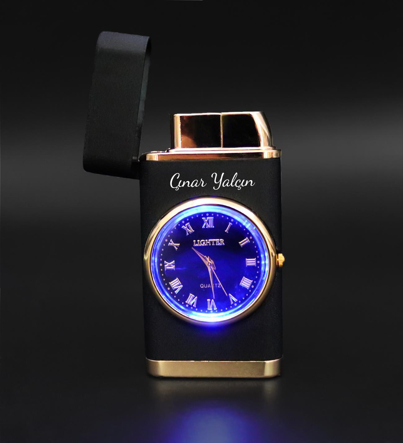 Kişiye Özel Saatli Siyah Çakmak