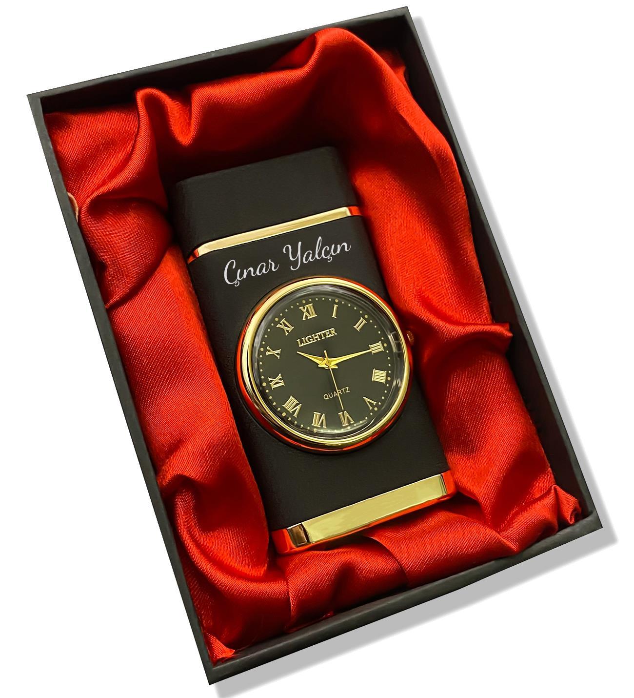 Kişiye Özel Saatli Siyah Çakmak