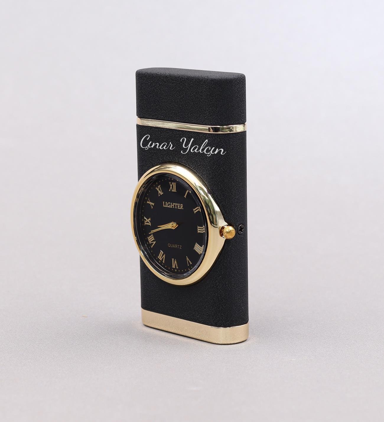 Kişiye Özel Saatli Siyah Çakmak